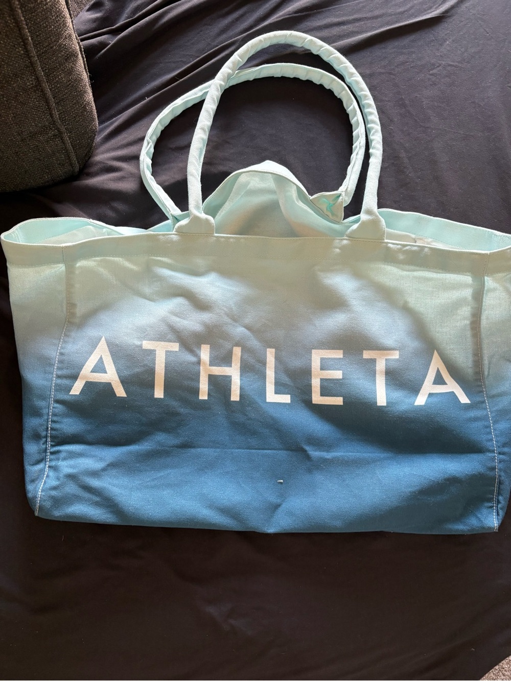 Athleta Gradient Teal and Blue Canvas Tote